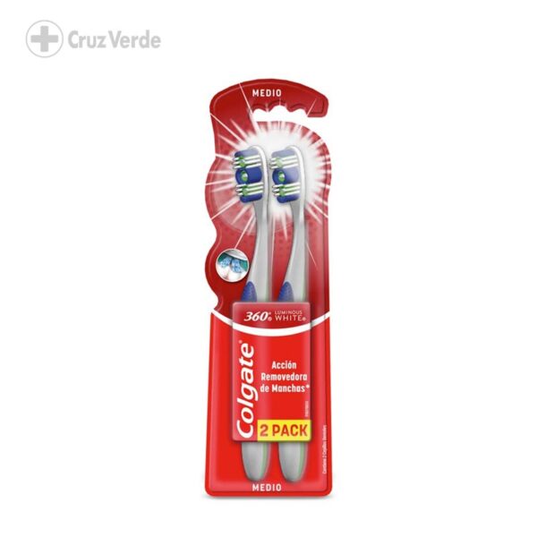 Colgate Cepillo Dental Luminous White 360 Medio 2 Unidad (2x1)